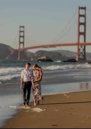 sunny day proposal near baker beach